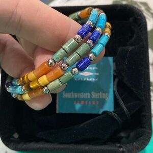Sterling Silver Turquoise Lapis Tigers Eye  Bracelet Southwestern sterling